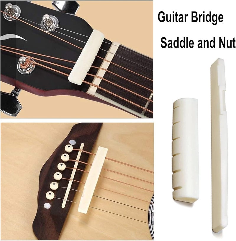 Junlego 14Pcs Acoustic Guitar Bridge Pins String Pegs Guitar Saddle Nut With 3-In-1 Pin Puller Remover Guitar String Winder And Cutter Guitar Parts Accessories Replacement Tools Kits（white+black） - Image 3